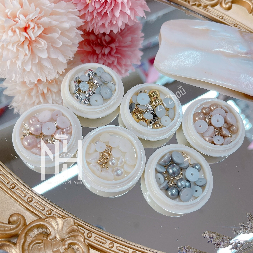 Set sỏi mix 6 hộp, set trai nửa, set xà cừ mix nhũ, xà cừ siêu mỏng