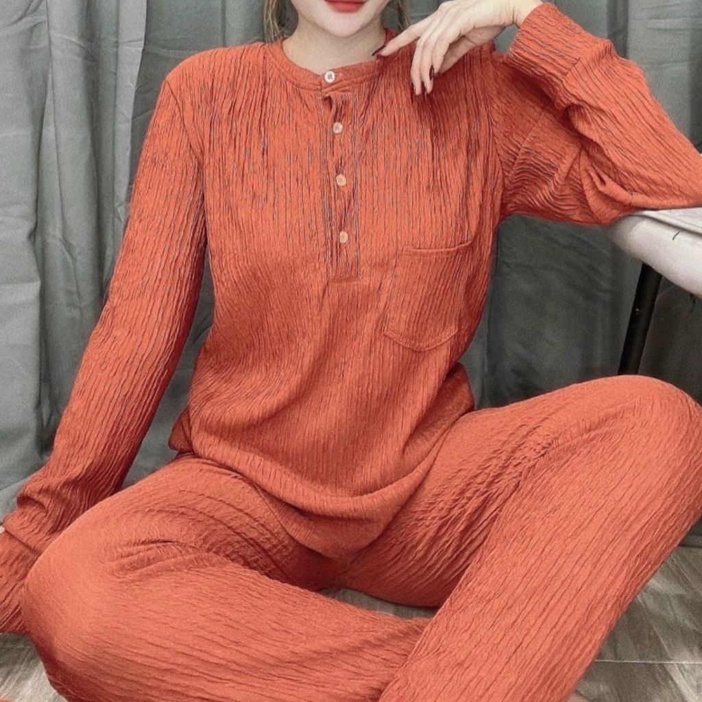 Đồ Bộ Nữ Bigsize Thu Đông Thun Xốp Nhật ESHOP Set Bộ Nữ Tay Dài Quần Dài Ủ Kem Mặc Nhà Đẹp Sang Chảnh Dễ Thương DX68