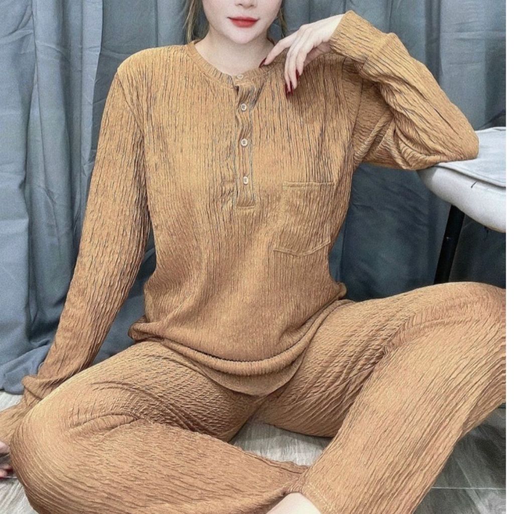 Đồ Bộ Nữ Bigsize Thu Đông Thun Xốp Nhật ESHOP Set Bộ Nữ Tay Dài Quần Dài Ủ Kem Mặc Nhà Đẹp Sang Chảnh Dễ Thương DX68