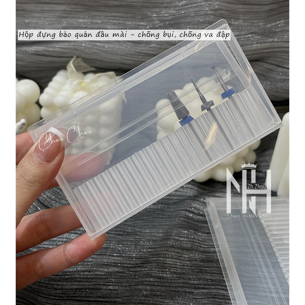hộp đựng đầu mài làm móng, hộp đựng đầu mài nail