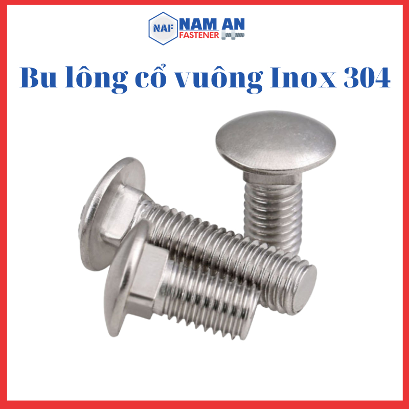 50 con Bu lông đầu tròn cổ vuông inox 304 M8x15 (mm), bulong inox, bu ...