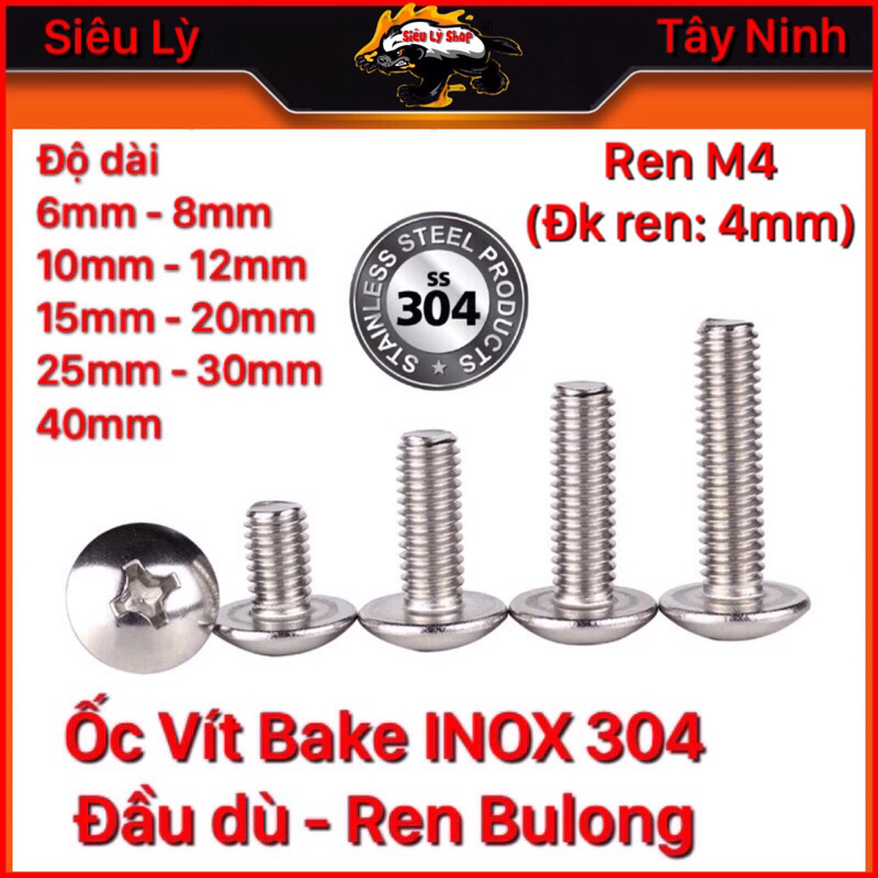 Set 10con Ốc INOX 304 Ren M4 - Đầu dù Vít Bake | Shopee Việt Nam