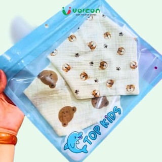 Khăn yếm xô tam giác Top Kids  2 lớp có cúc bấm cho bé
