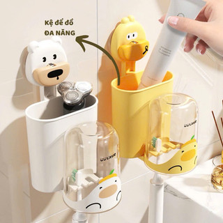 kệ để bàn chải đánh răng con vịt gắn tường kèm cốc siêu cute