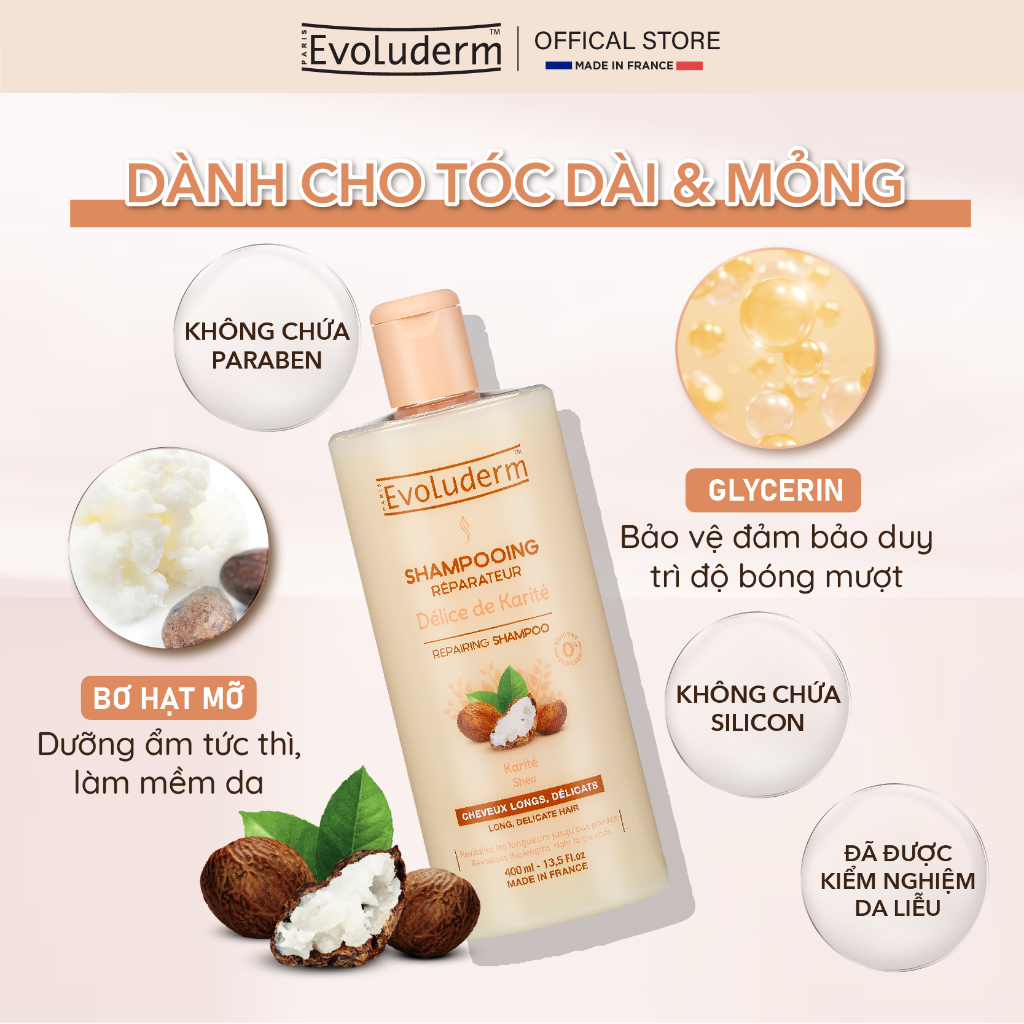 Ảnh Dầu gội giúp dưỡng tóc suôn mượt và phục hồi tóc Evoluderm 3