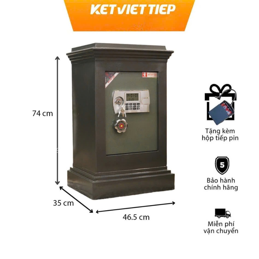 Két sắt gia đình Việt Tiệp K36DT chính hãng khóa điện tử cỡ lớn chống cháy có báo động nặng 80kg