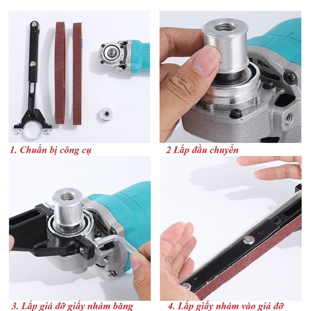 Bộ dụng cụ chuyển máy mài góc thành máy mài đai, máy chà nhám băng dây thông dụng cho máy m10 và m14