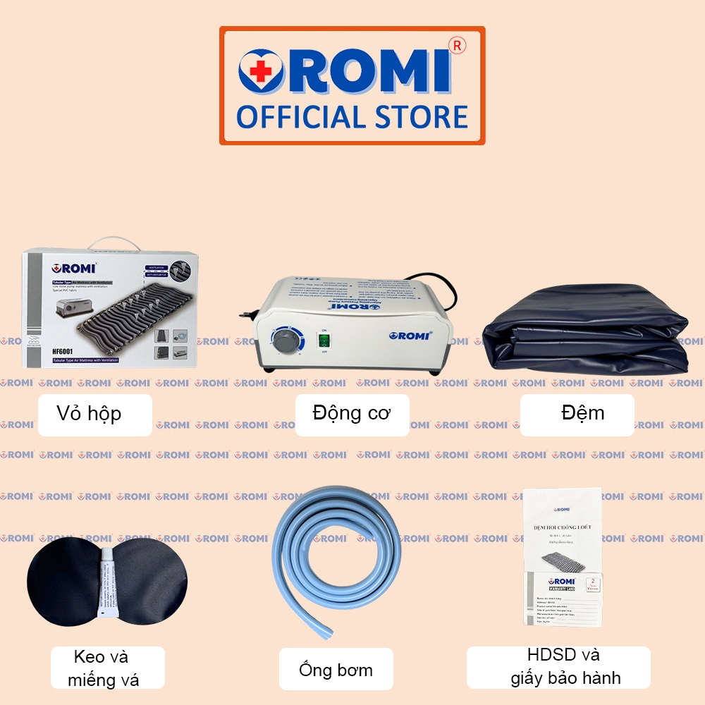 Đệm hơi chống loét có thông khí cao cấp OROMI HF6001 - Hỗ trợ giảm tê bì, lở loét cho người già/bệnh