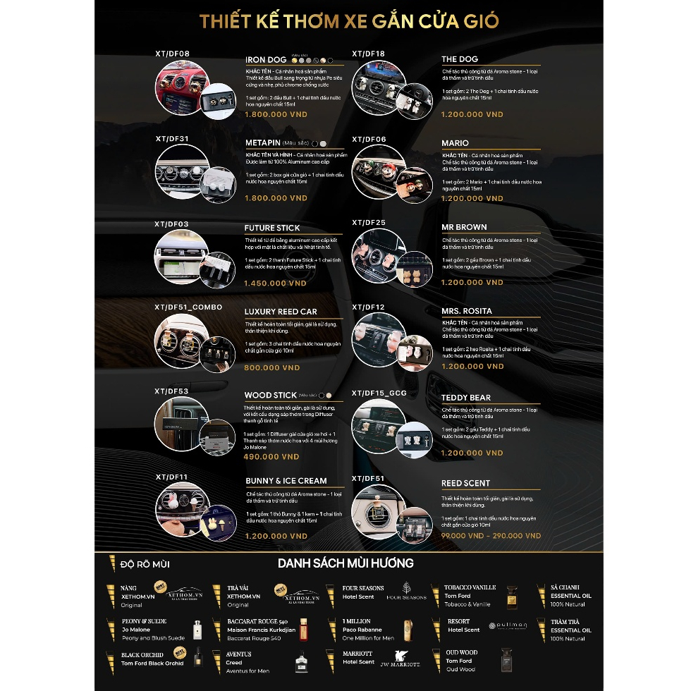 Ảnh Combo 2 nước hoa ôtô gài cửa gió - hương thơm các hãng nước hoa Niche cao cấp - nhiều lựa chọn mùi - Reed scent 10m 2