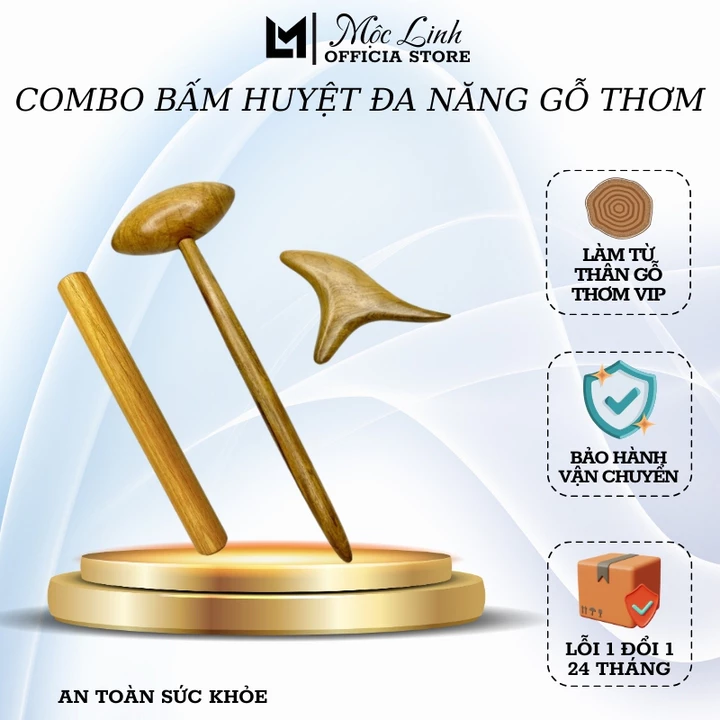 Dụng cụ bấm huyệt bằng gỗ thơm đa năng Mộc Linh, cây bấm huyệt mát xa gõ bấm huyệt đạo chân tay lưng bằng gỗ thơm