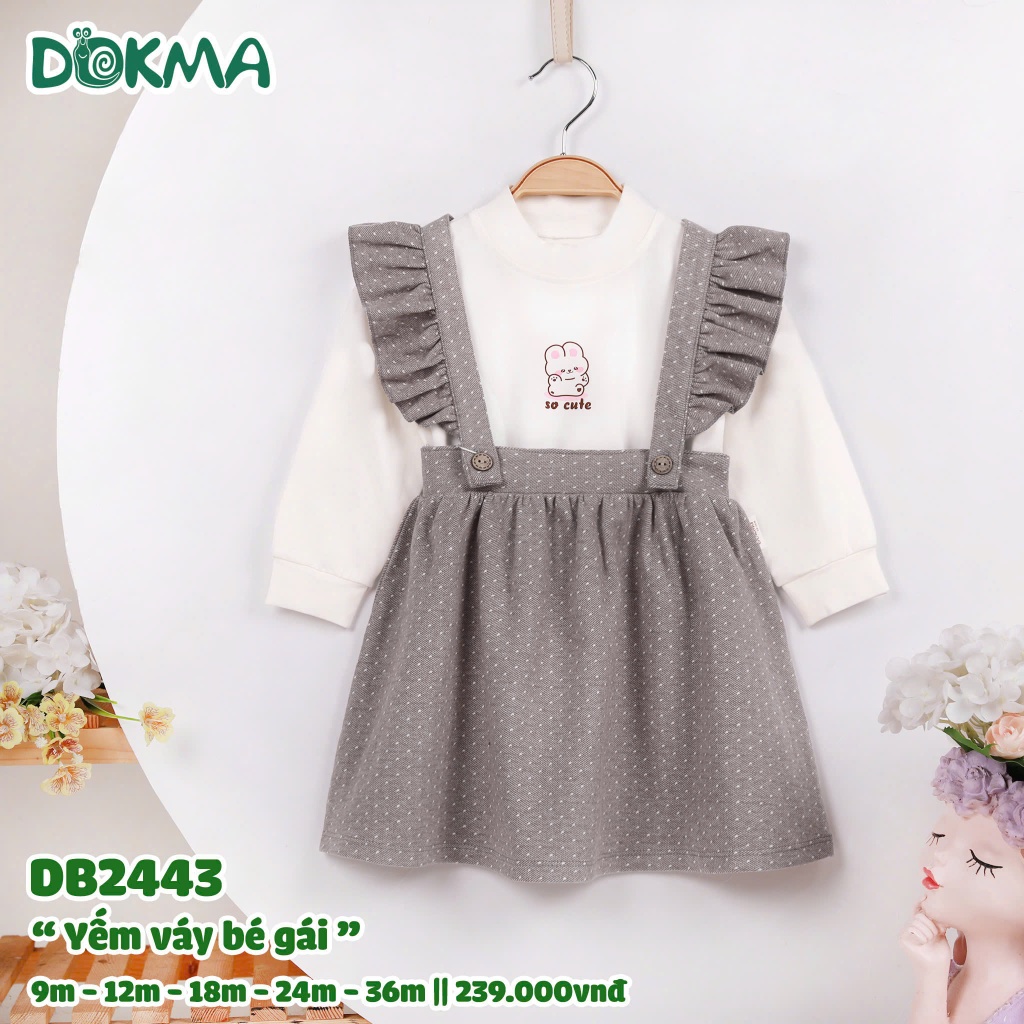 (8-13kg 6-36M) Set Yếm Váy Dokma Dáng Xoè Xinh Xắn Cho Bé Gái DB2443