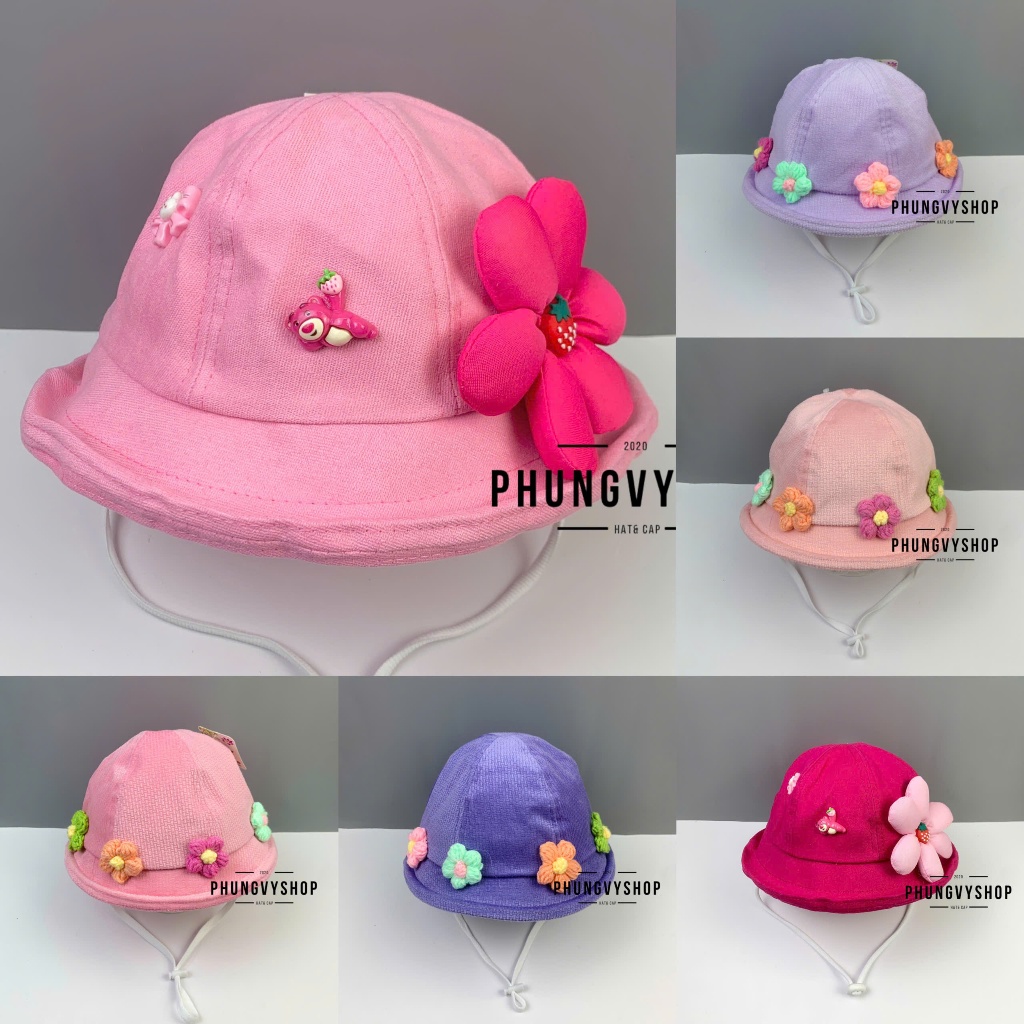 Có 2 size_Mũ bucket tai bèo vành gái trẻ em phungvyshop-nón  / BO TRUNG LỠ HOA LẬT/