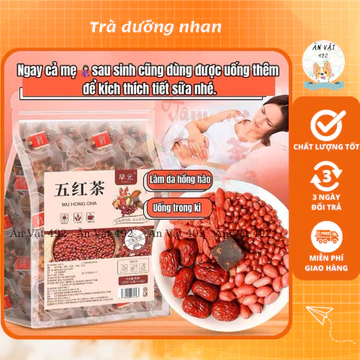 Trà Hoạt Huyết Ngũ Hồng Thang, Trà Đường Nâu Táo Đỏ Đậu Phộng Hắc Kỷ Tử Dưỡng Nhan Ích khí Bổ Huyết - Ăn Vặt 492