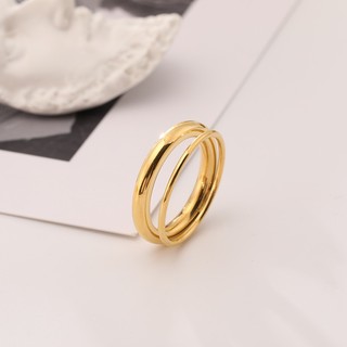 Nhẫn nữ titan 2 vòng tròn lớn nhỏ không gỉ UR200201