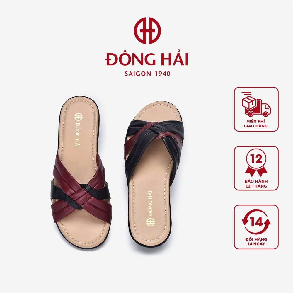 Dép Bệt Nữ Đông Hải Quai Ngang Đan Phối Màu Êm Chân Đế Cao Su 3cm ...
