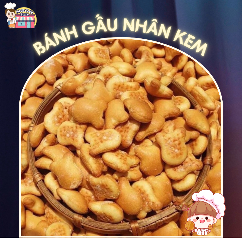 【HÀNG CHUẨN】Bánh Gấu Thiên Hồng 1KG - Hương Vị Tuổi Thơ - Bánh Gấu Nhân Kem - Đồ Ăn Vặt NGON STORE
