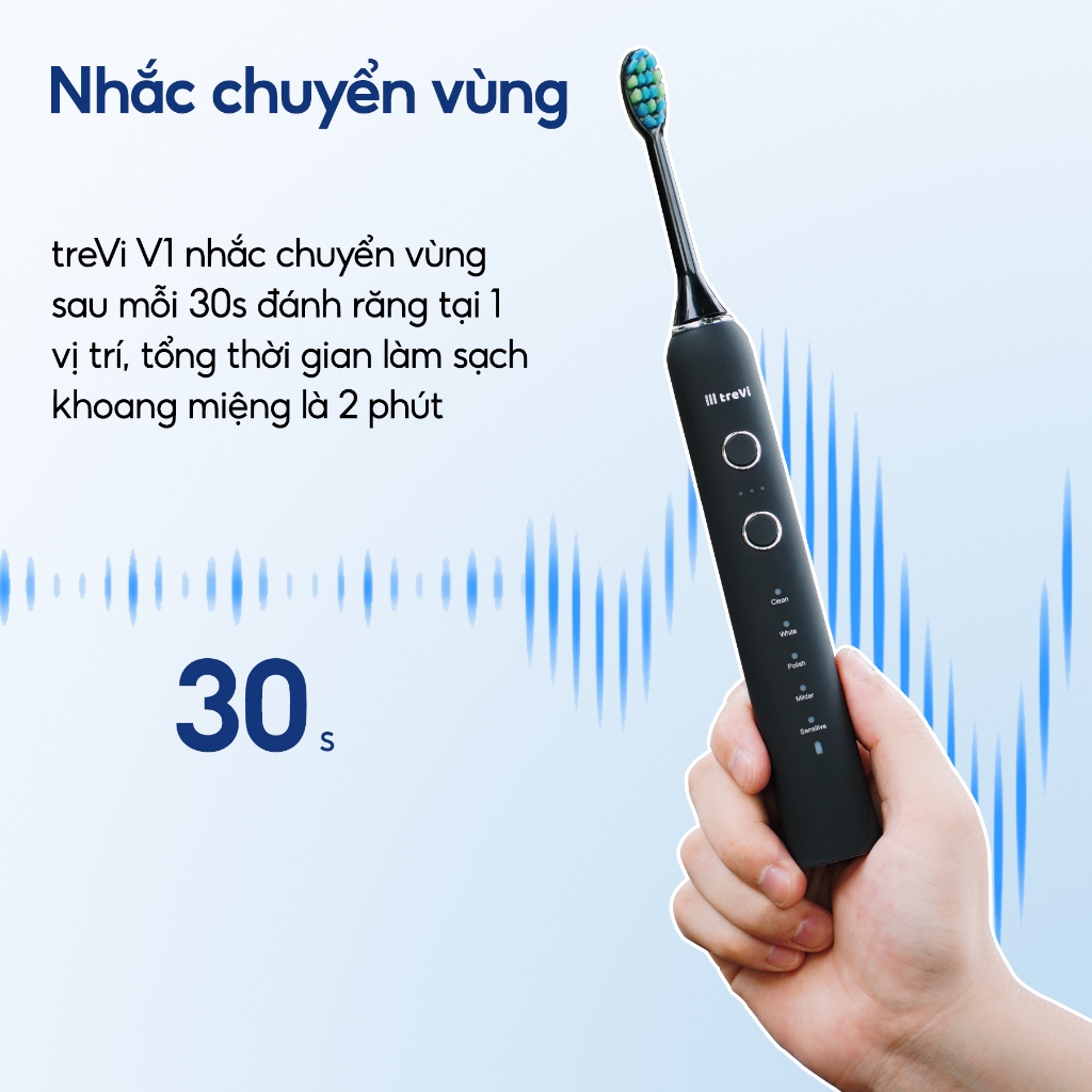 Combo 2 Bàn Chải Điện treVi Công Nghệ Sóng Âm Sonic 5 Chế Độ Chải Thông Minh Dành cho Cặp Đôi Phù Hợp Mọi Loại Răng