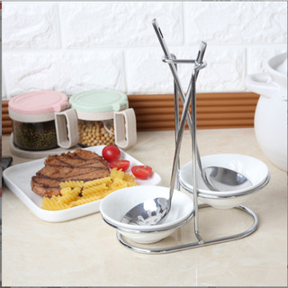 Giá Để Thìa Canh Đôi Inox - Giá Kê Muôi Lẩu và 2 Bát Đựng Sành Sứ / Inox Sang Trọng