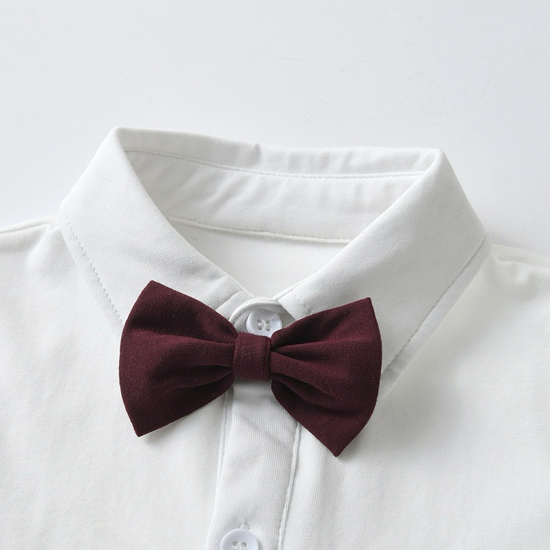 (Order) Bộ comple gile cổ nơ hoạ tiết chấm sang trọng dành cho bé trai