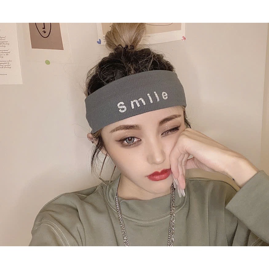 Băng Đô Thể Thao chữ SMILE 6 Màu, Mềm Mịn, Thấm Hút Mồ Hôi Rất Tốt.