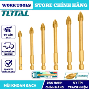 TOTAL Mũi khoan gạch & kính 4MM -> 12MM TACG210412 , TACG210512 , TACG210612 , TACG200812 , TACG201012 , TACG211212