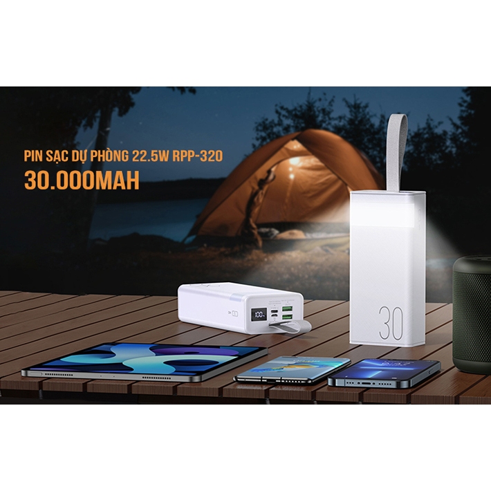 Pin sạc dự phòng Remax RPP 320 30,000mah sạc nhanh có led báo dung ...