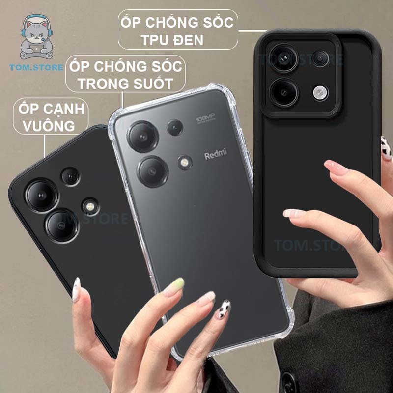 Ốp lưng Xiaomi Redmi Note 13 4G / 13 5G / 13 Pro 5G / 13 Pro 5G chống sốc,viền vuông,chống sốc trong suốt,kính cường lực
