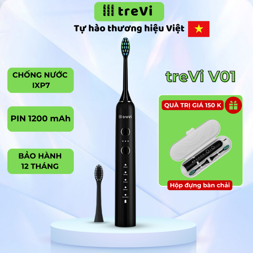 [SIÊU SALE] Bàn Chải Điện treVi Công Nghệ Sóng Âm 15 Chế Độ Chải Thông Minh Chống Nước Phù Hợp Mọi Loại Răng