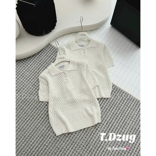 Áo Len Ngắn Tay Lỗ Lưới Trơn Basic QCCC Cao Cấp Freesize