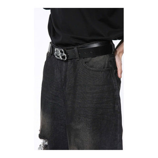 Quần Jeasn Nam Nữ Màu Đen Ống To Phối Rách - Thời Trang Unisex Chất Vải Dày Dặn