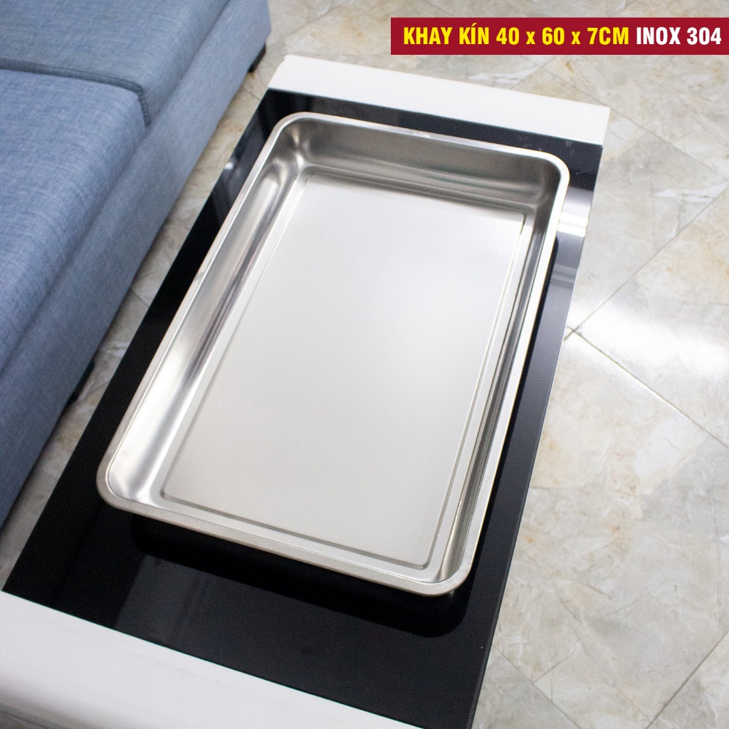 Khay inox 40 x 60 x 7 (cm) inox SUS304 cao cấp | Shopee Việt Nam