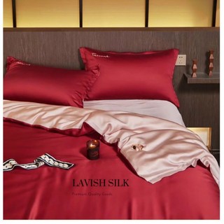 [Best Seller]Bộ Chăn Ga Gối LụaLS Lavish Silk Cao Cấp Mát Lạnh Hàng Loại 1-Đỏ Tươi Mix Hồng Phấn