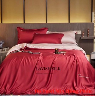 [Best Seller]Bộ Chăn Ga Gối LụaLS Lavish Silk Cao Cấp Mát Lạnh Hàng Loại 1-Đỏ Tươi Mix Hồng Phấn