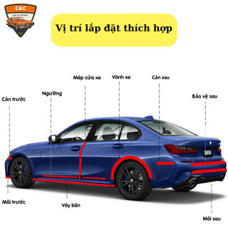 Dải dán bệ cửa khe cửa ô tô chống bám bẩn. Miếng nẹp dán mặt ngoài chống va chạm, trầy xước ô tô