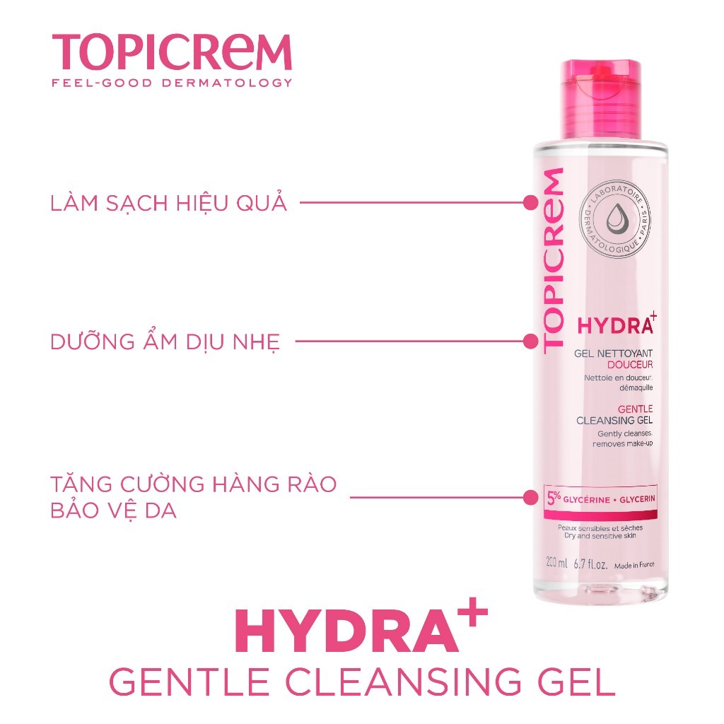 Combo Nước Tẩy trang và Sữa Rửa mặt Topicrem Gentle dành cho da khô, da nhạy cảm 200ml - Skin Studio