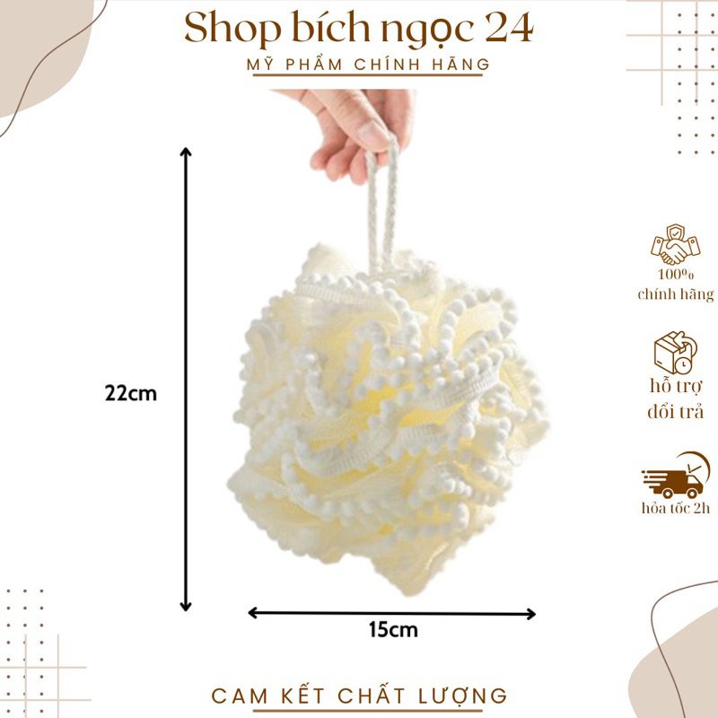 Bông Tắm Tròn Viền Bông, Lưới Tắm PE Mềm Mịn Kì Cọ Tẩy Da Chết Dễ Dàng ( giao màu ngẫu nhiên )