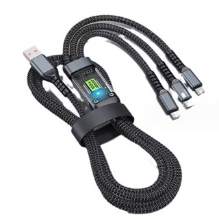 Cáp Sạc Bọc Dù 100W Tự Ngắt  Tích Hợp 3 Cổng Micro Usb Type C 3 in 1
