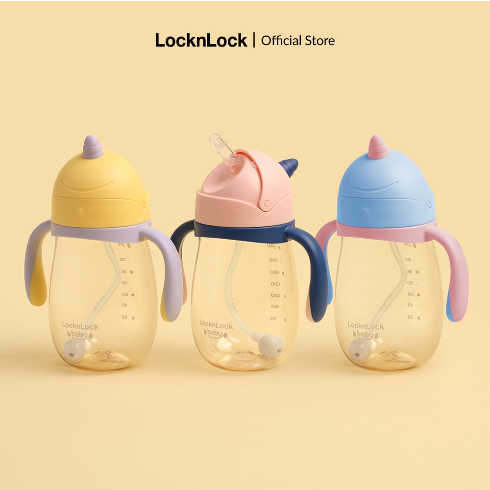 Bình nước nhựa PPSU LocknLock Unicorn Kids 330ml HAP911 kèm ống hút ...