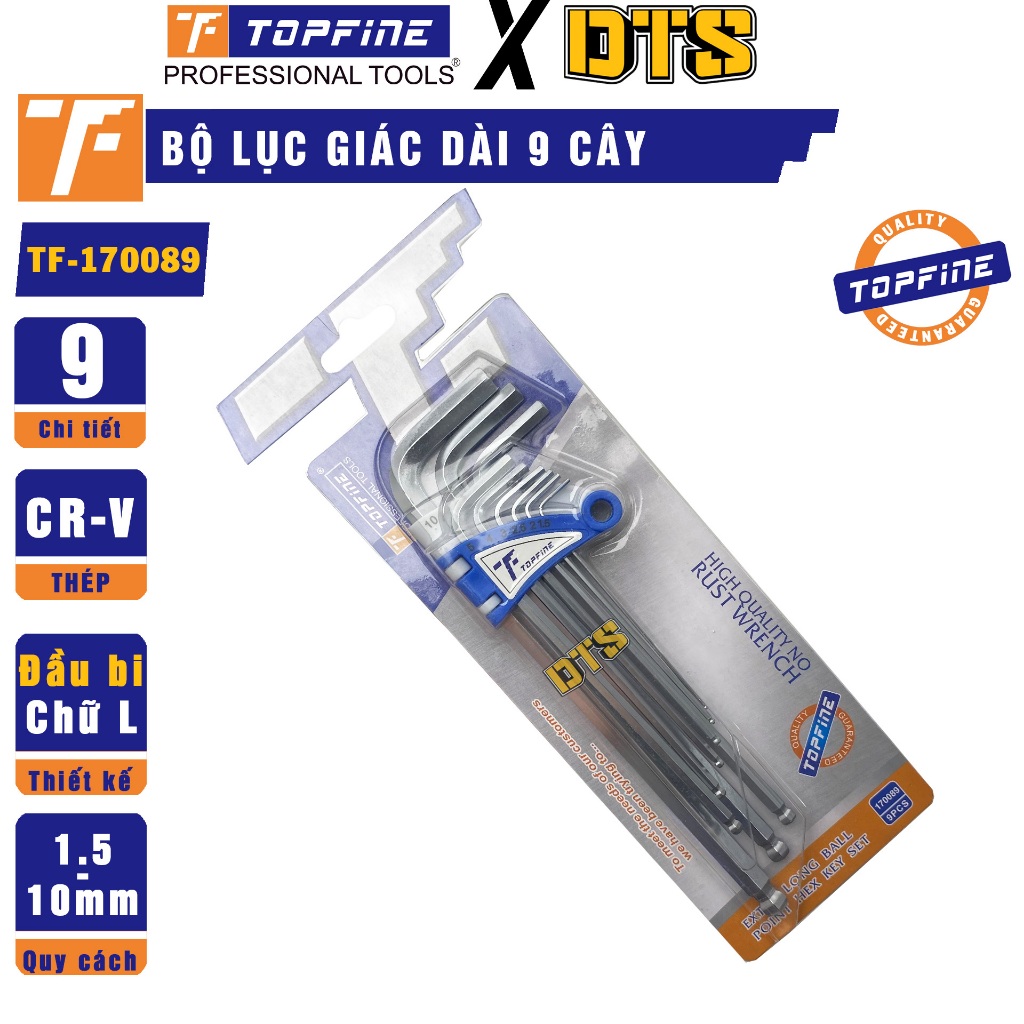 Bộ lục giác bi dài đa năng TOP FINE 9 chi tiết 1.5-10mm | Bộ chìa lục ...
