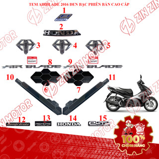 Tem AB 2016, Tem Rời Xe Air Blade 2016 Đen Bạc Phiên Bản Cao Cấp Zin Chính Hãng - ZZM