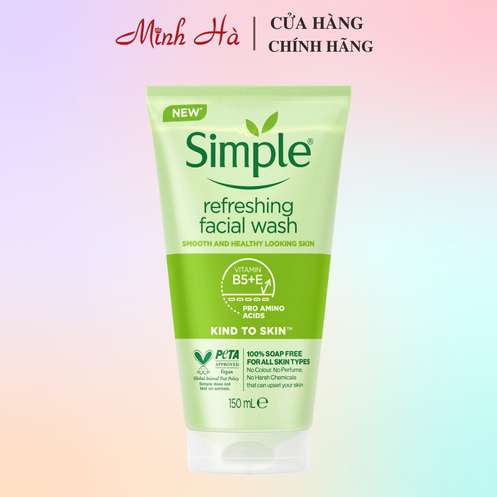 Ảnh Sữa rửa mặt Simple Kind To Skin Refreshing Facial Wash 150ml làm sạch da giúp da mềm mịn 1