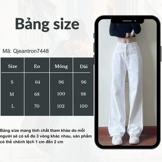 Quần jeans trắng nữ ống suông trơn basic - 247store- Qjeantron7448_P0K12