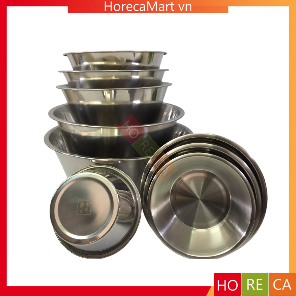 Thau inox dày (Φ18,20,22,24,26,28,30,36,40cm) cao cấp không gỉ, dùng ...