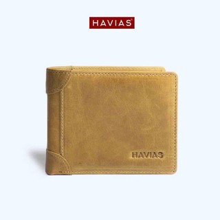 Ví Da Ngang HAVIAS Da Bò Nappa thiết kế nhiều ngăn ví da nam nữ LAZIP