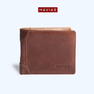 Ví Da Ngang HAVIAS Da Bò Nappa thiết kế nhiều ngăn ví da nam nữ LAZIP