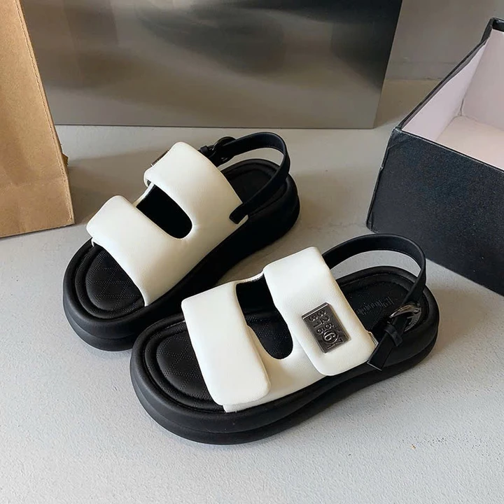 Dép Sandal Nữ Quai Dán Hàng QCC Đế 5cm,Xăng Đan Quai Hậu Quai Phồng Khoá Số Hot Hit