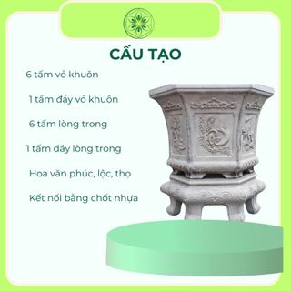 Khuôn đúc chậu hình lục giác rộng 58 cao 45 cm nhựa abs không chân