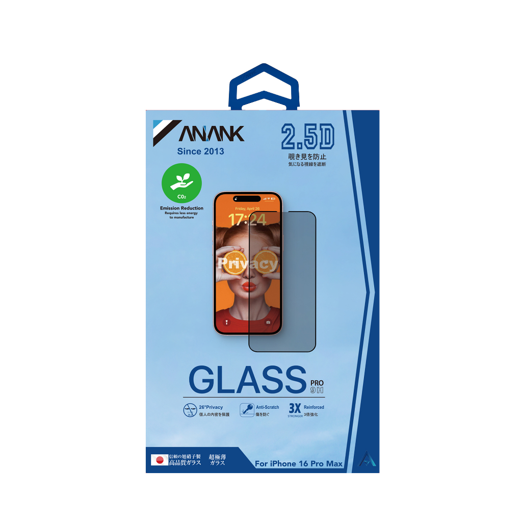 Cường Lực ANANK Nhật Bản Cao Cấp Chống Vân Tay/ Chống Nhìn Trộm/ Trong Suốt 2.5D/3D cho iP 16 Series