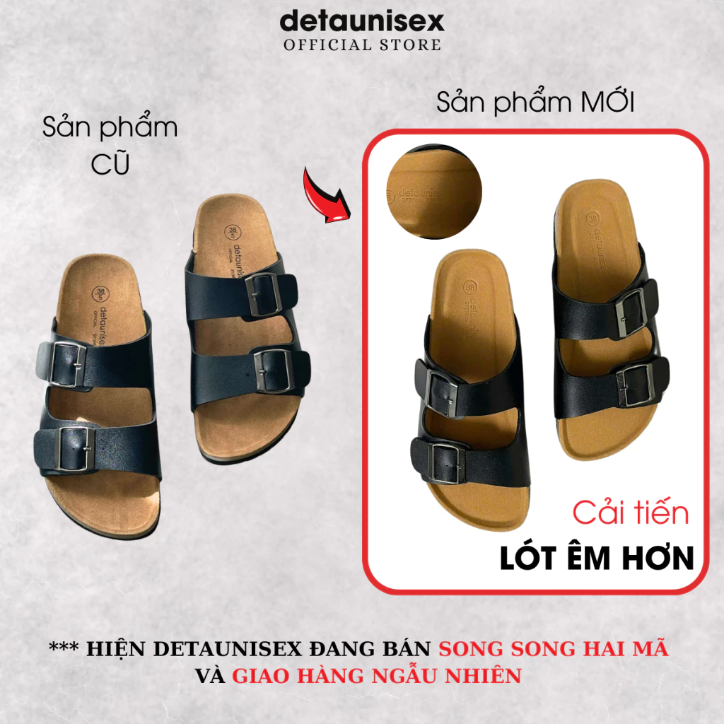 Dép Birken đế trấu quai ngang 2 khoá nam nữ