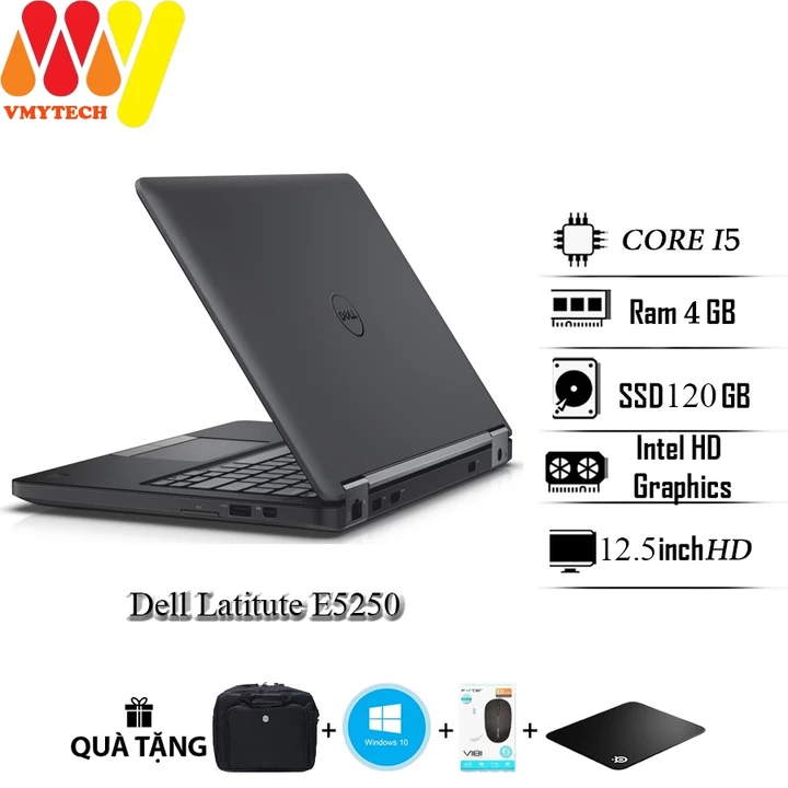 Laptop Dell Latitude E5250 giá rẻ lướt zin 99%, Core i5, Ram 4gb, ổ cứng SSD 120gb, màn hình 12.5inch HD, laptop cũ